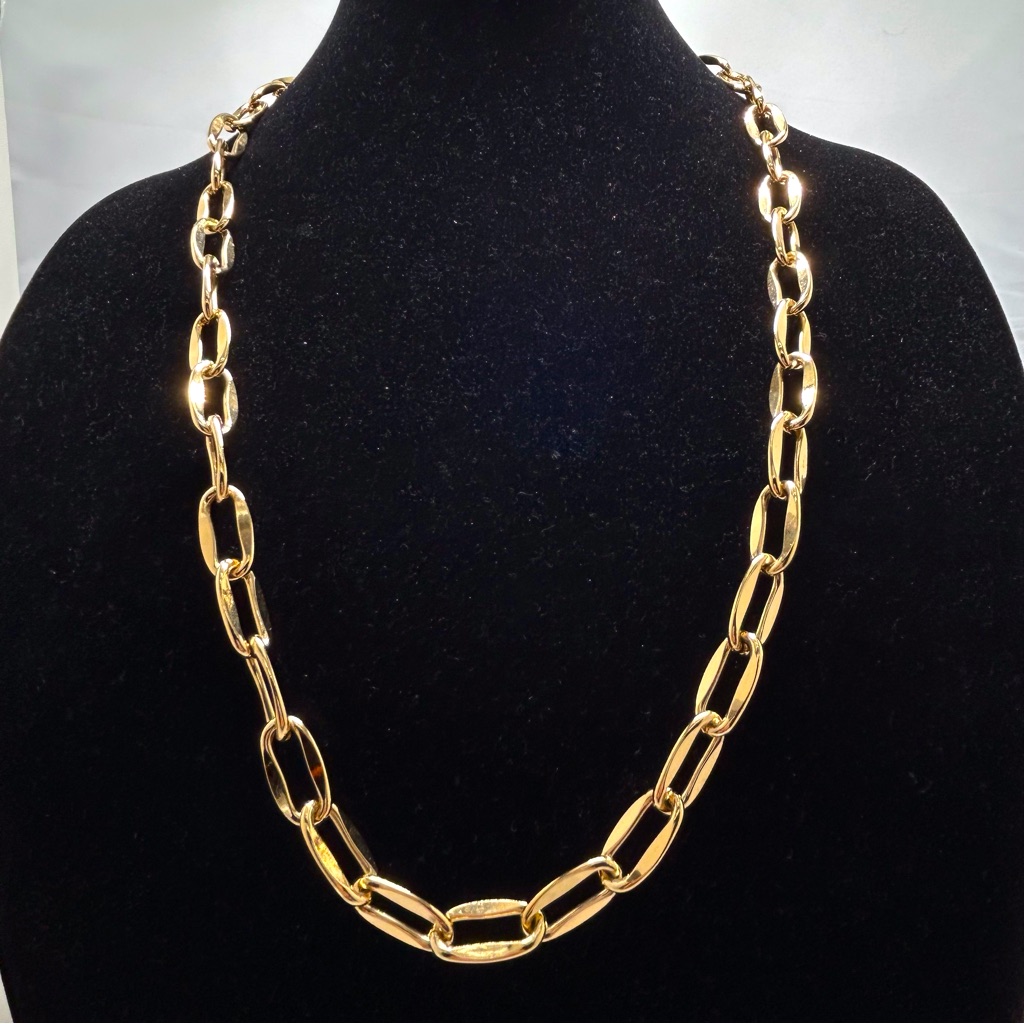 Givenchy, Gold, Oval Link Long Chain, Marked Butterfly Clasp